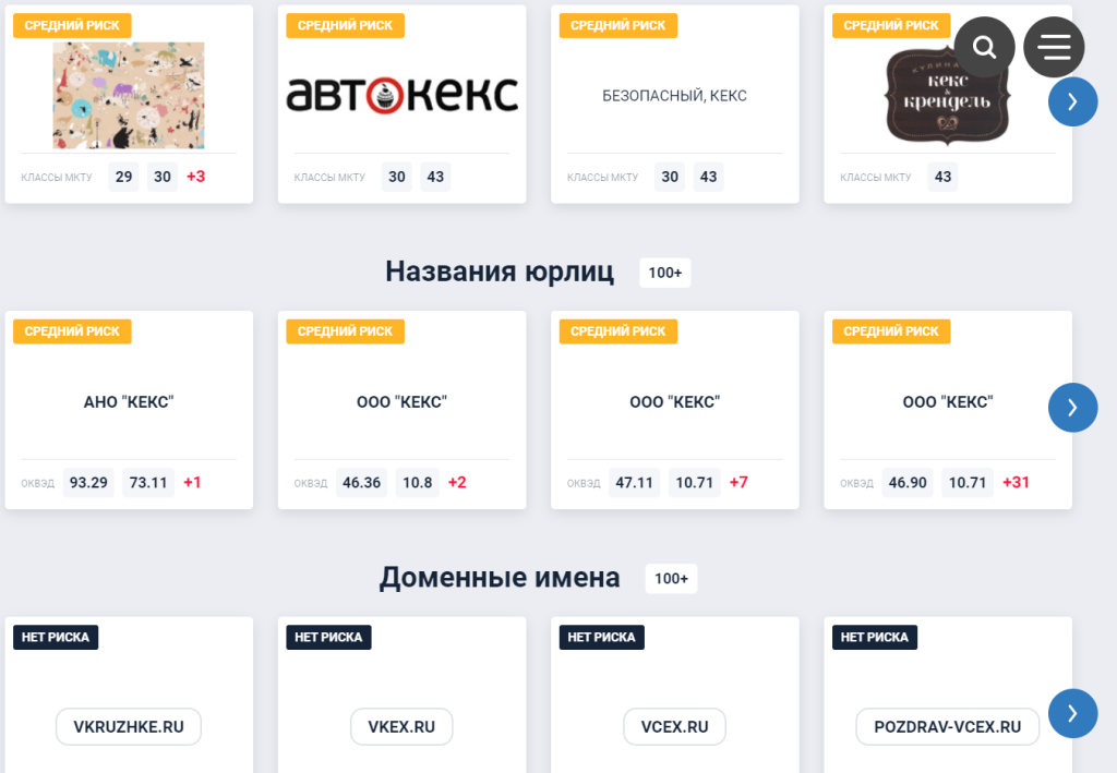 Результат поиска на сайте brand-search.ru